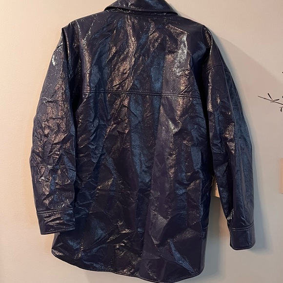 BABATON Shiny Purple Faux Leather Jacket - Size M NWT - Picture 2 of 6